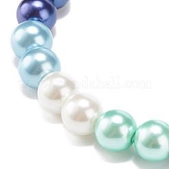 女性のためのガラスパールラウンドビーズストレッチブレスレット  カラフル  内径：2-1/8インチ（5.3cm）  ビーズ：8mm&nbsp;BJEW-JB08388