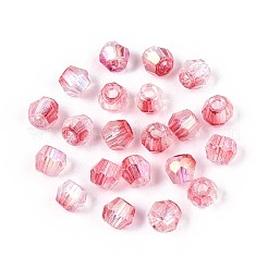 透明なスプレー塗装ガラスビーズ  コーン  ABカラーメッキ  多面カット  サクランボ色  4~4.5x3.5mm  穴：1.4~1.6mm  約15380個/1000g&nbsp;EGLA-N018-4mm-07