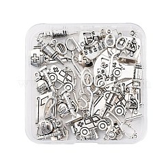 36pcs9スタイルチベットスタイルアロイペンダント  アンティークシルバー  13~30x6.5~22x1.5~8mm  穴：1.2~1.8mm  4個/スタイル&nbsp;TIBE-FP0001-03