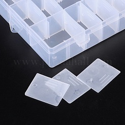 プラスチックビーズ収納ケース  調整可能な仕切りボックス  透明  20x14x3.7cm&nbsp;C095Y