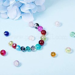 スプレー塗装されたクラックル/電気メッキガラスビーズ  ミックスカラー  8mm  穴：1~1.6mm  780個/セット&nbsp;GLAA-PH0007-42