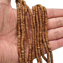 天然木レースストーン木製ジャスパービーズ連売り  ロンデル  4x1.5mm  穴：0.7mm  約155個/連  14.96''（38センチメートル）&nbsp;G-L635-A19-4x2mm