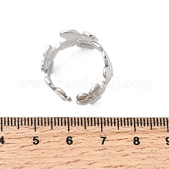 女性用304ステンレススチールオープンカフリング5個  花  ステンレス鋼色  5~30mm  内径：16.6~18.4mm&nbsp;RJEW-K313-11P