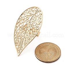 女性用アジャスタブルリング  ライトゴールド  葉  葉：54x27.5mm  内径：18mm&nbsp;RJEW-B108-06KCG-02