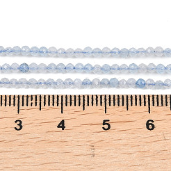 天然石アクアマリンビーズ連売り  ラウンド  多面カット  2.5mm  穴：0.5mm  約184~186個/連  15.12~15.47''（38.4~39.3センチメートル）&nbsp;G-B171-C01-2mm