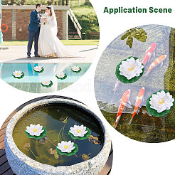 EVAフォーム人工蓮の葉と花  水槽、家庭、庭、結婚式の装飾用  ホワイト  105x23mm&nbsp;AJEW-WH0434-70