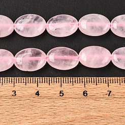天然のローズクォーツフラットオーバルビーズ連売り  14x10x6mm  穴：1mm  約29個/連  15.7インチ&nbsp;G-M206-28