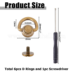 真鍮装飾リベット6個  財布用  バッグ  革工芸装飾  1pc スチールドライバー付き  アンティークブロンズ  28x19x12mm  穴：13x13.5mm&nbsp;KK-HS0015-87AB