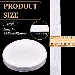 コットンヘリンボーンリボン  衣類用アクセサリー  ホワイト  1インチ（24mm）&nbsp;OCOR-WH0101-12B-02
