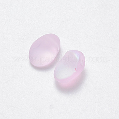 透明スプレー塗装ガラスチャーム  グリッターパウダー付き  オーバル  パールピンク  8.5x6x4.5mm  穴：1mm&nbsp;GLAA-R211-05-D02