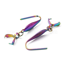 316ステンレススチールピアスフック  304ステンレススチールスナップオンベイル付き  虹色  31mm  20ゲージ  ピン：0.8mmと0.5mm&nbsp;STAS-WH0031-18RC