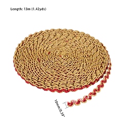 プラスチック製のスパンコールレース  スパンコールレースリボン  メタリックワイヤー付き  服飾材料  レッド  10mm  約13m /ロール&nbsp;OCOR-WH0032-29