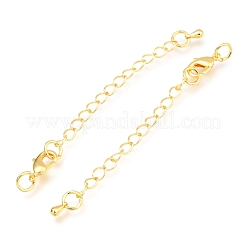 真鍮アジャスターチェーン  長持ちメッキ  ゴールドカラー  80x3.5x5mm  ロック：12x7mm  リング：6x0.9mm  4mm内径&nbsp;KK-C101-04G