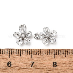 真鍮製マイクロパヴェキュービックジルコニアペンダント  花のチャーム  プラチナ  10.5x8.5x4mm  穴：1.4mm&nbsp;ZIRC-L105-04A-P