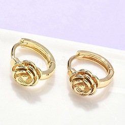 ローズ真鍮フープピアス  ラックめっき  鉛フリー＆カドミウムフリー  長持ちメッキ  18KGP本金メッキ  13.5x16mm&nbsp;EJEW-Z102-03G