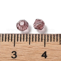 透明ガラスビーズ  双円錐形  インディアンレッド  4x4x3.5mm  穴：1mm  720個/袋&nbsp;GGLA-Z004-05V