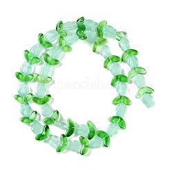 クリアガラスビーズ連売り  花  アクアマリン  10x8x4mm  穴：0.8mm  約27個/連  16.5''（42センチメートル）&nbsp;GLAA-K070-02C