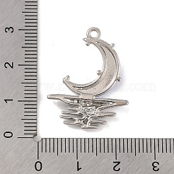 合金と樹脂のペンダント  三日月チャーム  プラチナ  ムーン  21x27x5mm  穴：1.6mm&nbsp;LS-FIND-G081-01E-P