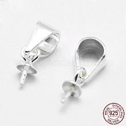 変色防止ロジウムメッキスターリングシルバーペンダントベイル925個  片穴パーツ用  プラチナ  6x3mm  穴：3.5x4.5mm  ピン：0.5mm&nbsp;STER-E050-05P