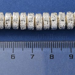 電気メッキされた天然溶岩岩ビーズ連売り  ディスク  ヒシビーズ  銀メッキ  9x4mm  穴：1.4mm  約100個/連  15.98''（40.6センチメートル）&nbsp;G-I360-A04-04
