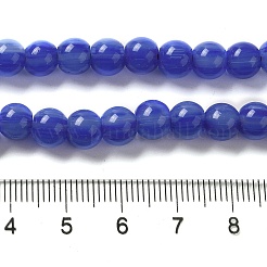 手作りのネパールランプワークビーズ  ラウンド  ブルー  7~7.5x6~6.5mm  穴：1.2mm  約102~104個/連  25.59~26.38''（65~67センチメートル）&nbsp;LAMP-B023-01A