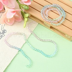 透明ガラスビーズ連売り 2本  ファセット（32ファセット）  ラウンド  ミディアムシーグリーン  4~4.5mm  穴：1mm  約90~95個/連  13.98インチ（35.5cm）&nbsp;GLAA-YW0001-54