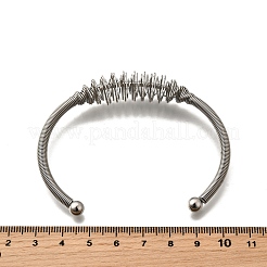 304ステンレススチールオープンカフバングル  女性用ワイヤーラップバングル  ステンレス鋼色  1/8インチ（0.4cm）〜1/2インチ（1.2cm）  内径：1-3/4x2-5/8インチ（4.6x6.8cm）&nbsp;BJEW-M113-03P