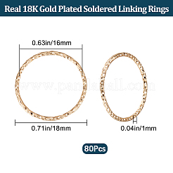 真鍮製フレームコネクター  ハンダ付け  ニッケルフリー  テクスチャリング形状  18KGP本金メッキ  18x1mm  内径：16mm  80個/セット&nbsp;KK-BBC0024-94A