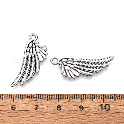 合金のチベット風チャーム  翼のチャーム  カドミウムフリー＆鉛フリー  アンティークシルバー  29x11x1.5mm  穴：1.8mm&nbsp;TIBE-N014-13AS