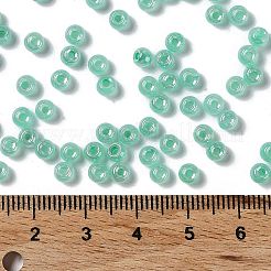ガラスシードビーズ  セイロン  丸い穴  ラウンド  ミディアムアクアマリン  4x3mm  穴：1.5mm  7500個/ポンド&nbsp;SEED-H002-E-A1417