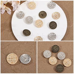 30スタイルの亜鉛合金シャンクボタン3個  1穴  グリッド付きフラットラウンド  ミックスカラー  22x2.5~8mm  穴：2~2.5mm  10個/スタイル&nbsp;FIND-CA0008-90