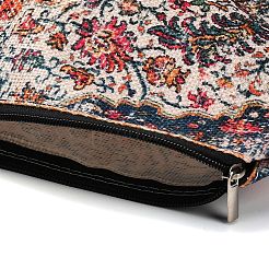 ボヘミアン風の花柄プリントリネン製収納ジッパークラッチバッグ  化粧バッグ  長方形  レッド  180x260x3.5mm  展開：180x260x70mm&nbsp;ABAG-Z002-03A