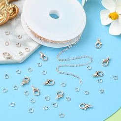 DIY チェーン ブレスレット ネックレス メイキング キット  亜鉛合金カニカンを含む  真鍮製アズキチェーン  アイアン製丸カン  ローズゴールド  チェーン：3m /セット&nbsp;DIY-YW0006-38