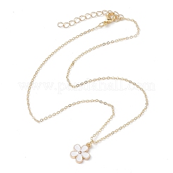 女性用合金エナメルペンダントネックレス  花  ゴールドカラー  15.55インチ（39.5cm）&nbsp;NJEW-JN04806