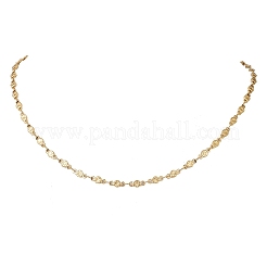 3.5mm 304ステンレススチール製フラワーリンクチェーンネックレス（女性用）  ゴールドカラー  17.60インチ（44.7cm）&nbsp;NJEW-JN05599