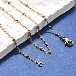 304ステンレススチールアズキチェーンネックレス  カニカン付き  ゴールドカラー  17.91インチ（45.5cm）  1.5mm&nbsp;LS-NJEW-P147-06G