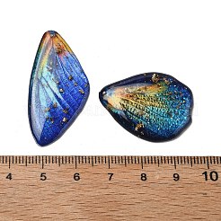透明エポキシ樹脂製蝶の羽ペンダント4個  金箔＆グリッターパウダー入り  ブルー  29~39.5x18.5~23x2.5~3mm  穴：1.1mm&nbsp;RESI-C057-05D
