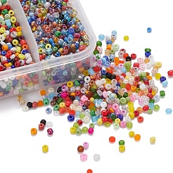 6300個5スタイルガラスシードビーズ  ラウンド  ミックスカラー  ミックスカラー  2~3x1.5~2mm  穴：0.8~1mm&nbsp;SEED-YW0001-18