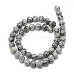 天然地図石/ピカソ石/ピカソジャスパービーズ連売り  ラウンド  6mm  穴：1mm  約67個/連  14.96インチ&nbsp;G-T053-6mm-04