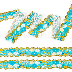 6m ポリエステル花刺繍レースリボン  ウェディングドレスの装飾用の花飾り  ターコイズ  1-1/8インチ（29mm）  約6.56ヤード（6m）/セット&nbsp;OCOR-TAC0015-14