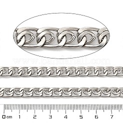 304ステンレススチールカーブチェーン  溶接されていない  ステンレス鋼色  9.5x6.5x1mm&nbsp;CHS-A016-44P-A