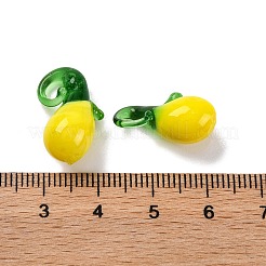 フルーツフードガラスペンダント  梨  19~28x9~12x9~10.5mm  穴：3.5~5mm&nbsp;RESI-U001-03A