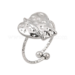 女性用304ステンレススチールオープンカフリング  ハート  ステンレス鋼色  15.5x13mm  usサイズ6（16.5mm）&nbsp;SA-CBAB0EF-01P