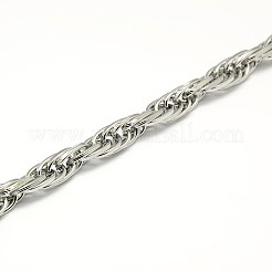 変色しにくいファッショナブルな304ステンレススチールロープチェーンネックレス（男性用）  カニカン付き  ステンレス鋼色  23インチ〜25インチ（58.4~63.5cm）x8mm&nbsp;STAS-A028-N048P-S