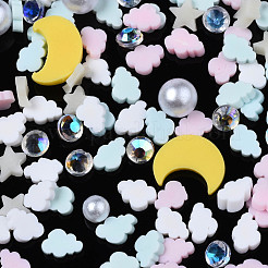 手作り樹脂クレイカボション  ファッションネイルアートデコレーションアクセサリー  アクリルラインストーンとabsプラスチック模造真珠ビーズ付き  混合図形  ミックスカラー  4~10x3~8x1~5mm&nbsp;CLAY-N006-81