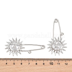 サン304ステンレススチール製安全ピンブローチ金具  ループ付きキルトピン  ステンレス鋼色  55x27x9mm  穴：2mm&nbsp;SA-CBA098D-13A-P