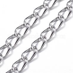 304ステンレススチールカーブチェーンブレスレット  カニカン付き  ミックスカラー  8-1/4インチ（210mm）  7mm&nbsp;BJEW-P064-28