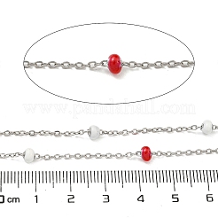 304ステンレススチールエナメルリンクチェーン  ハンダ付け  スプールで  フラットラウンド  レッド  2x1.5x0.5mm&nbsp;AJEW-Z028-09P-08