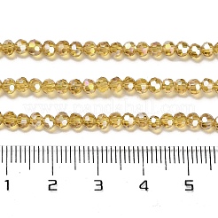 透明ガラスビーズ  32ファセット  ABカラーメッキ  ラウンド  ゴールデンロッド  3.5x3mm  穴：1mm  約163~166個/連  50~51cm&nbsp;EGLA-A035-T3mm-B04