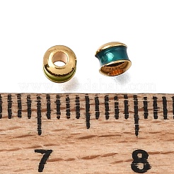 真鍮製エナメルビーズ  ロンデル  カドミウムフリー＆鉛フリー  24KGP本金メッキ  ミックスカラー  3.5x3mm  穴：1.5mm&nbsp;KK-G605-03G